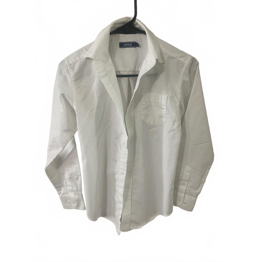 IZOD Boys White Long Sleeve Button Down Dress Shirt Size 12